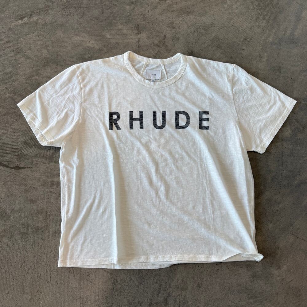 Rhude Slub Classic Logo Graphic T-Shirt White Size 2XL
